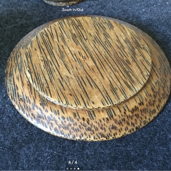 VINTAGE THAI PALM WOODEN SET OF 2 CUPS & 2 SAUCERS - Picture 4 of 4